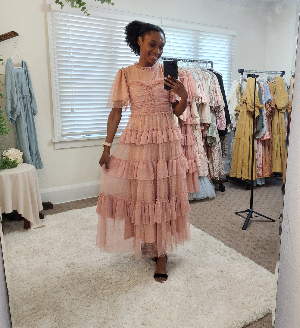 Blush Tulle Midi Dress