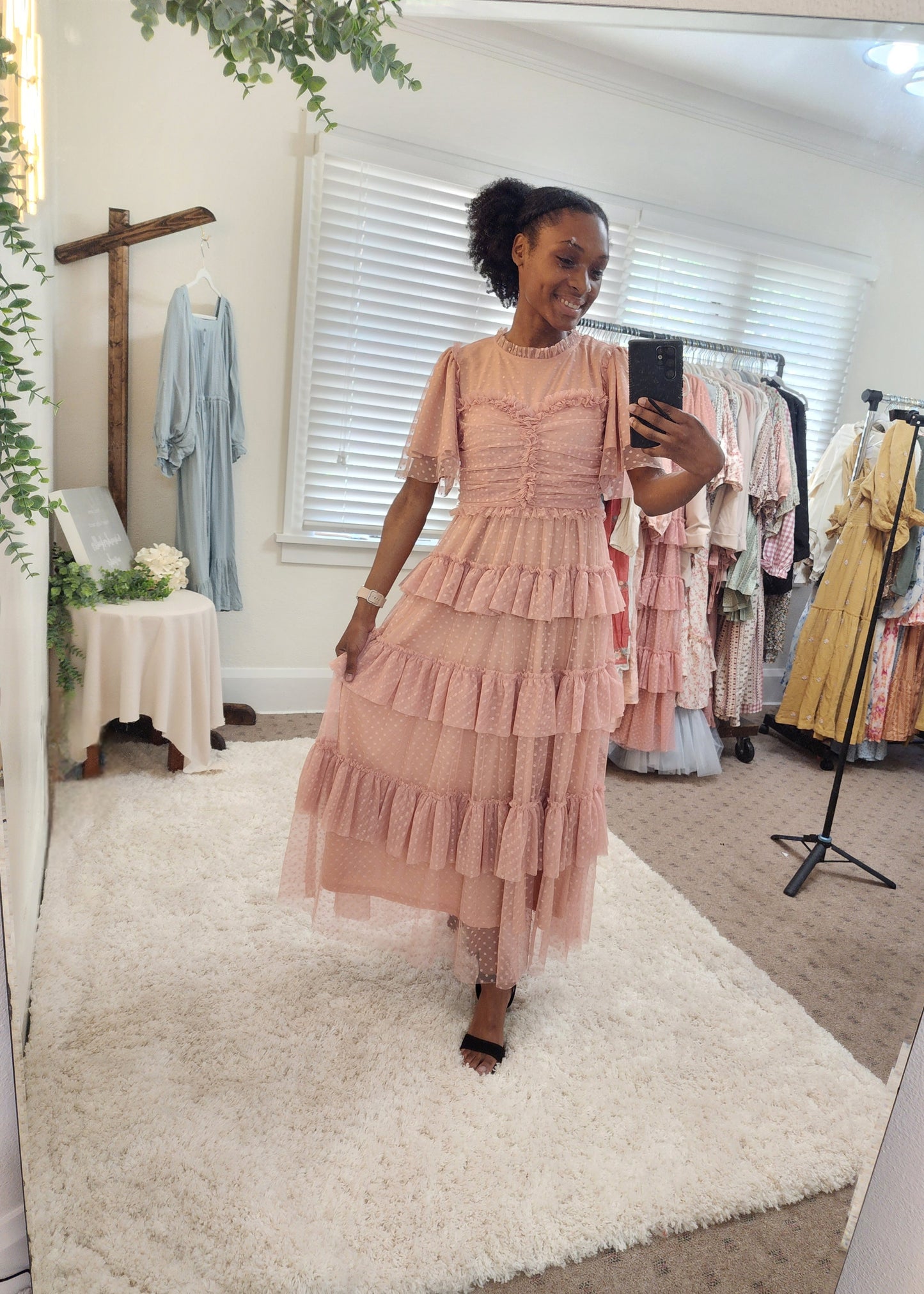 Blush Tulle Midi Dress